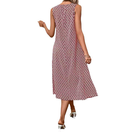 European And American Fashion Commuter Round Neck Sleeveless Dress Women