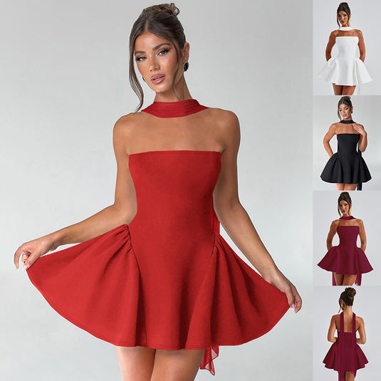 "Sexy Back-Zip Tube Mini Dress – Partywear for Women"