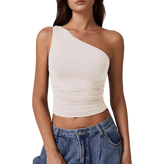 Solid Color Slim Fit Midriff-baring Vest T-shirt