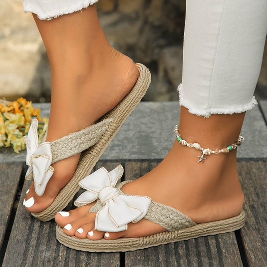 Women's Summer Imitation Straw Woven Hemp Rope Pattern Non-slip Slippers