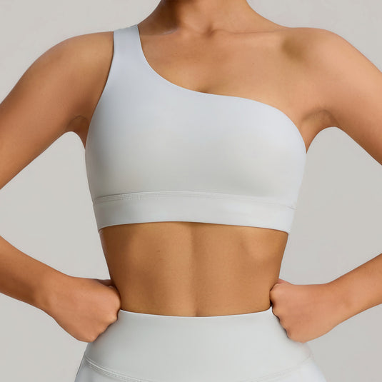 2025 Cross-border Oblique Shoulder Shockproof Sports Underwear Elastic Breathable Yoga Vest Outdoor Running Sports Bra Women