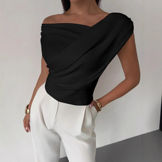 Fashion Personality Solid Color Sleeveless T-shirt For Women